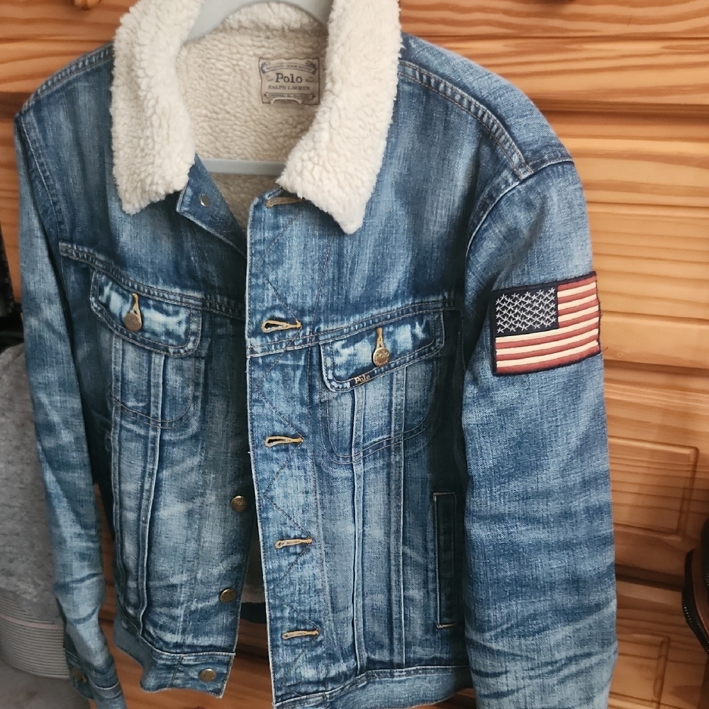 Polo Ralph Lauren Denim Sherpa Lined Trucker Jacket Size Small - Picture 8 of 15